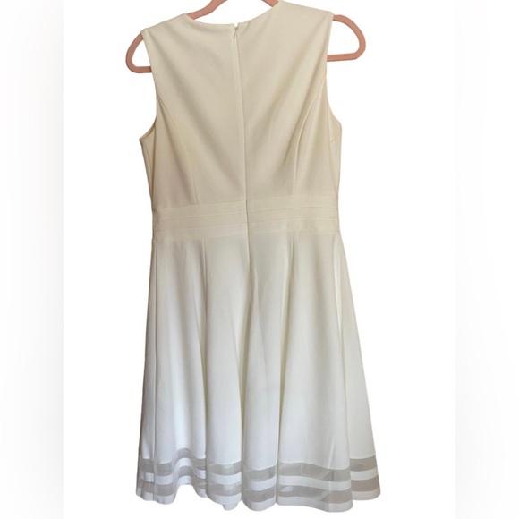 Sleeveless Round Neck Mesh Stripe Skirt Solid Fit and Flare Dress - Picture 8 of 9